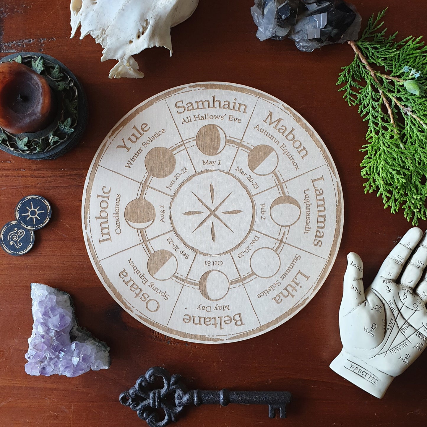 Moon Phase Wheel of the Year // Pagan Witch Calendar Board // Magickal Calendar