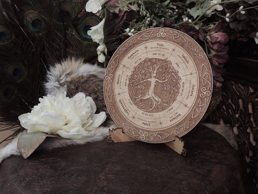 Yggdrasil | Tree of Life | Dryad Tree of Life | Solstice Wheel of the year | Pagan Calendar | Sabbats & Esbats Altar Tile