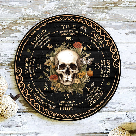 Personalized Wheel Of The Year Wooden Sign, Skull Wheel Of The Year, Wicca Wheel Of The Year, Witch Calendar 2024, Pagan Advent Calendar
