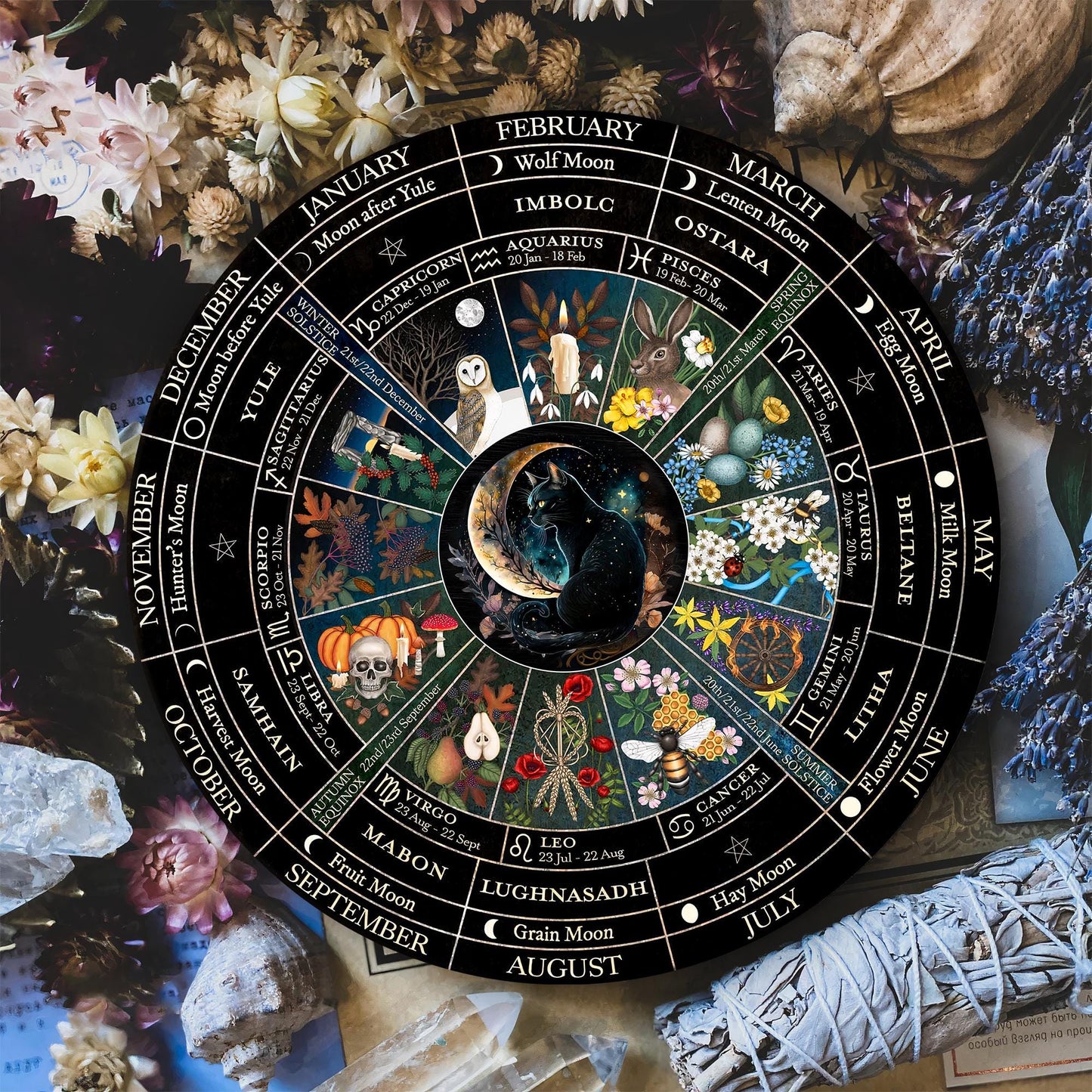 Wheel Of The Year, Pagan Calendar, Witchcraft, Wicca, Witch, Grimoire, Wiccan, Samhain, Yule, Moon Phases, Witchy