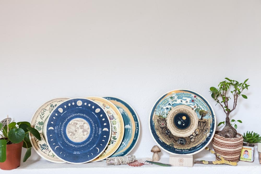 Wheel of the Year Calendar - 'Native Circles' Wooden Circular Print by Irish artist Emily Robyn Archer