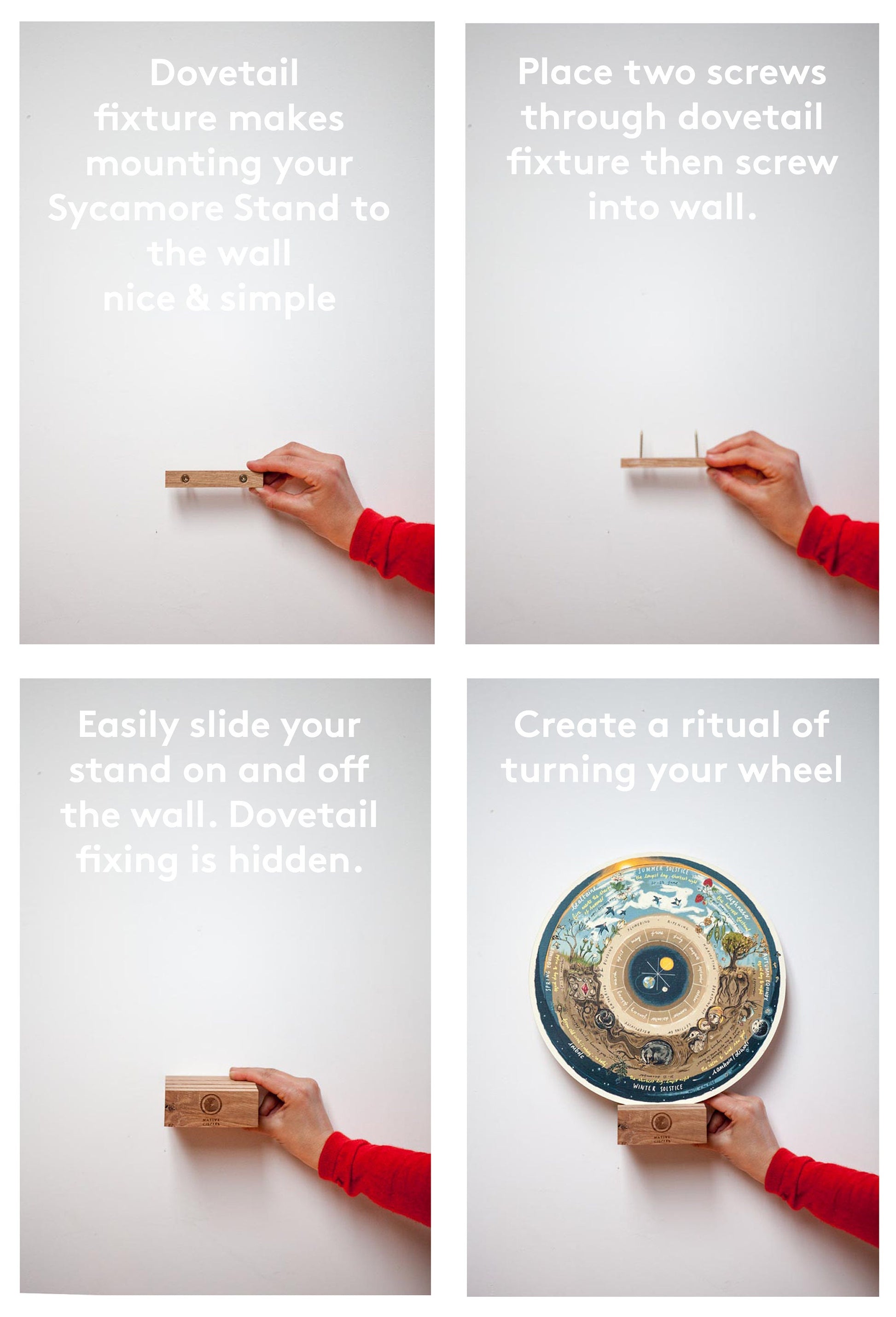 Wheel of the Year Calendar - 'Native Circles' Wooden Circular Print by Irish artist Emily Robyn Archer