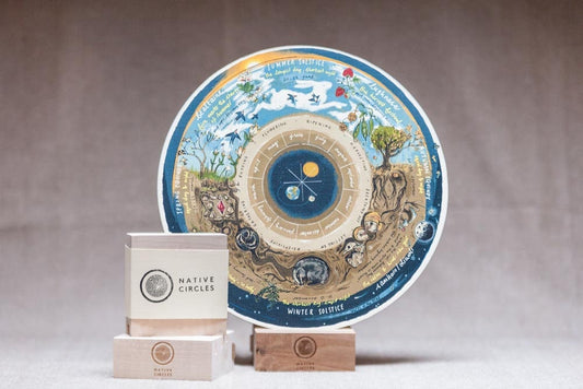 Wheel of the Year Calendar - 'Native Circles' Wooden Circular Print by Irish artist Emily Robyn Archer
