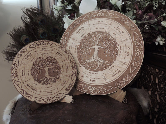 Yggdrasil | Tree of Life | Dryad Tree of Life | Solstice Wheel of the year | Pagan Calendar | Sabbats & Esbats Altar Tile