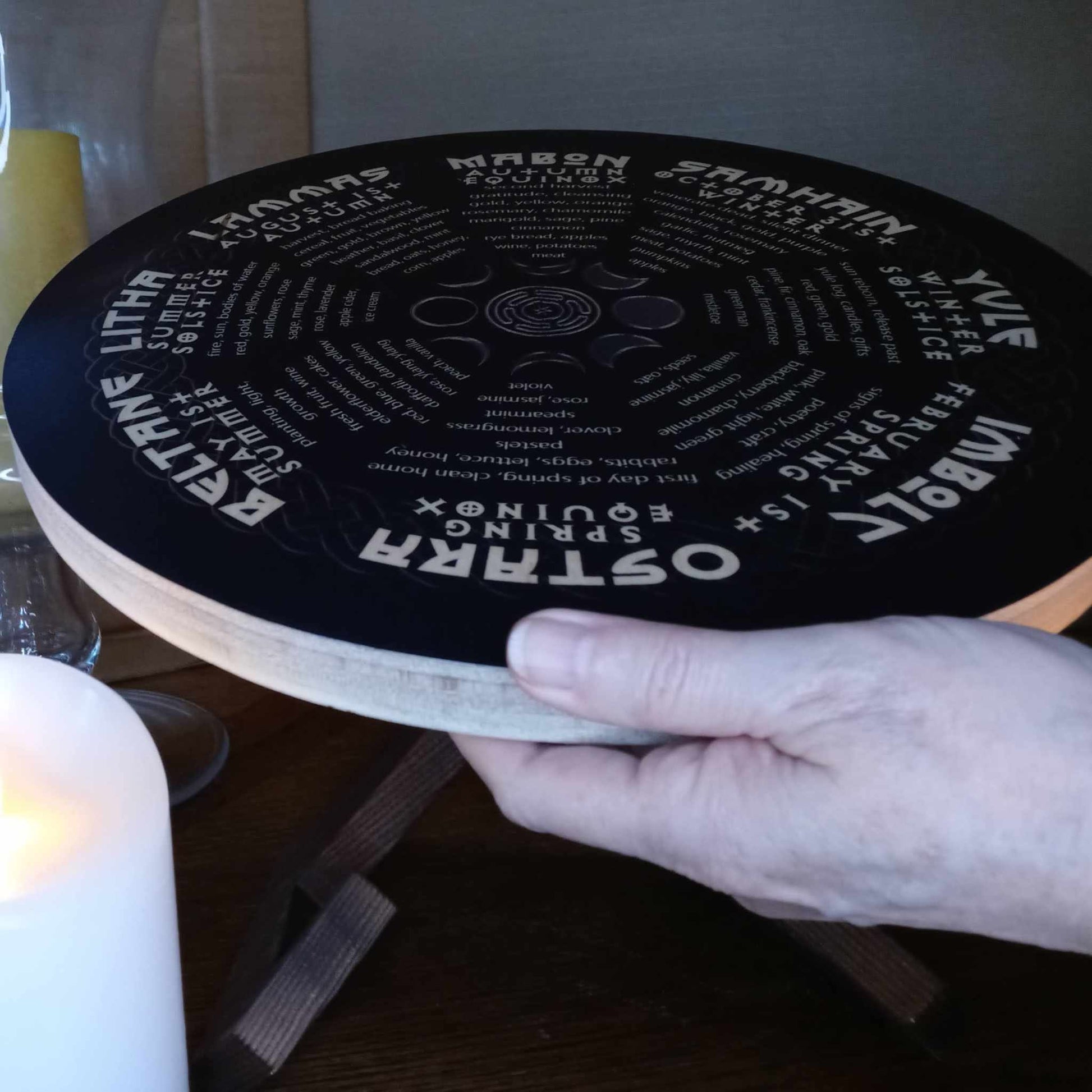 Wheel of Year, Pagan Wicca Calendar, Wood Sign, Original Design, Altar Decor, Season, Seasonal, Celtic Witch, Yule Gift Witchcraft, No Stand